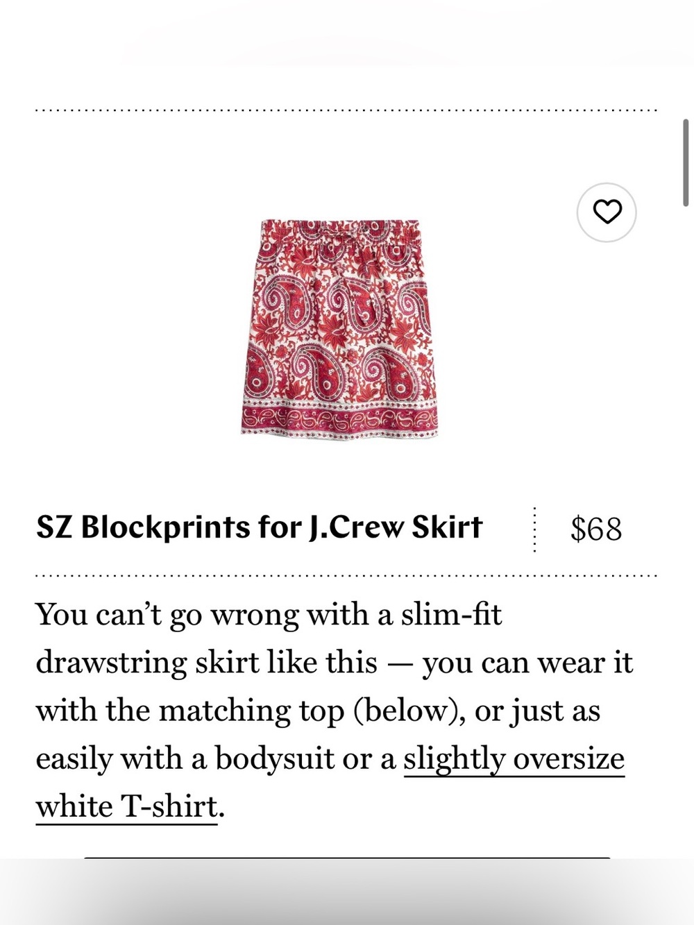 SZ Blockprints for J Crew skirt